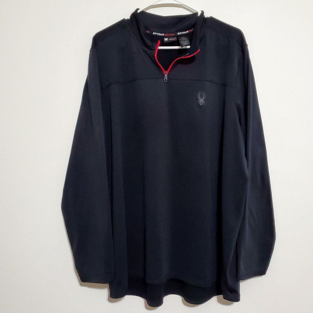 Spyder Active Men's Size XL Pullover ProWeb 1/4 Zip Mock Neck Shirt Black